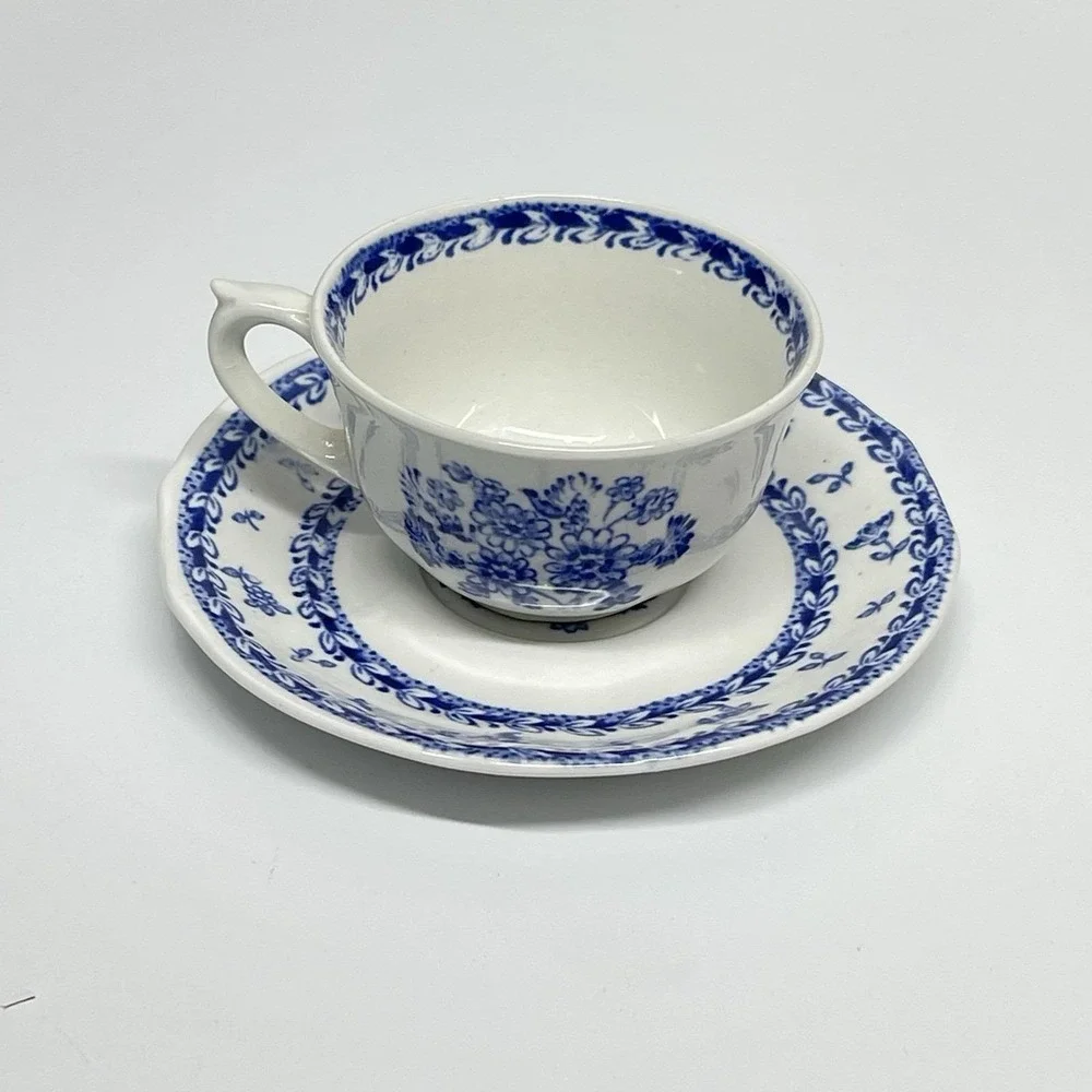 Vintage Arabia Finland Blue Finn Flowers‎ Demitasse Cup And Saucer Discontinued